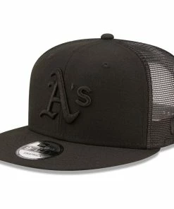 Baseline Sportss New Era Oakland A’s Trucker Hat 9Fifty SnapBack Black/Black